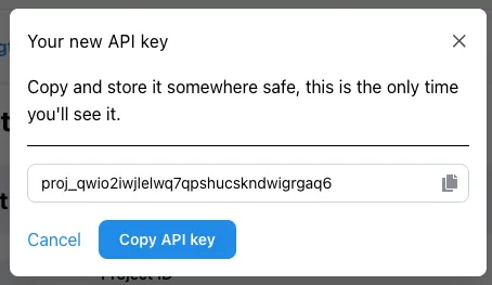 Example of an API key